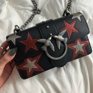 Pinko Black/Red/Star Embellished Bag